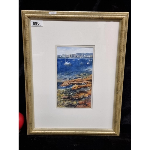 96 - A delightful original 1993 Judith Adam oil on board painting. Depicts Sydney Harbor in an impression... 