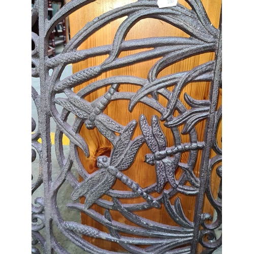 470 - Ornate cast iron boot scraper door mat  features art nouveau dragonfly motifs and intricate scrollwo... 