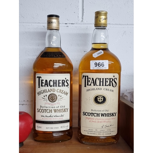 966 - A 'Teacher's' Highland Cream 1l, 43% Vol Scotch Whiskey. Along with a 'Teacher's Highland Cream Scot... 