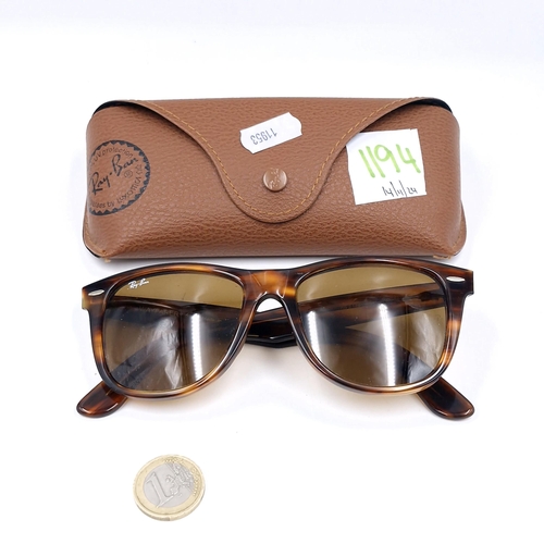 1194 - A fabulous pair of 'Rayban' Wayfarer sunglasses. Features B-15 Brown Lens colour and Polished Stripe... 