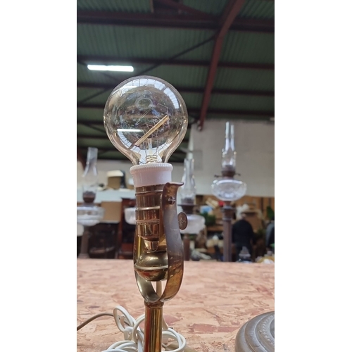 406 - An Antique ship or train lamp with a floating gimbal and large Edison Bulb.