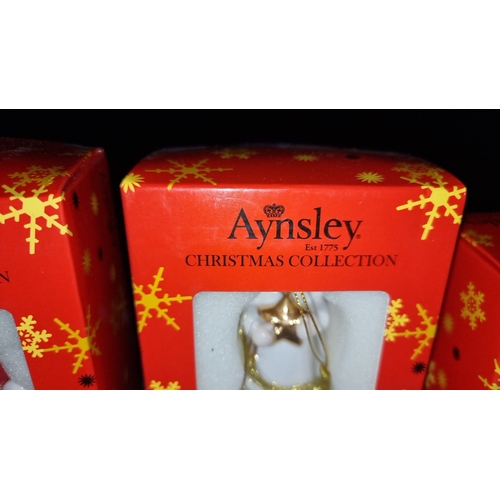 421 - Aynsley Christmas Collection ornaments, set of six, feature festive designs in original packaging. E... 