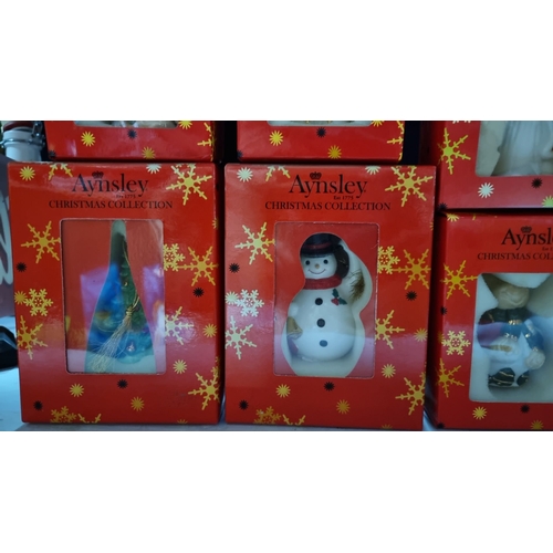 421 - Aynsley Christmas Collection ornaments, set of six, feature festive designs in original packaging. E... 