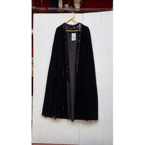 435 - A brand new Zara long Black velvet cape with sequined trim. €79 RRP