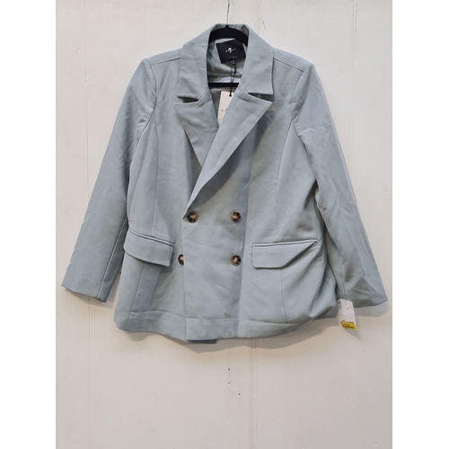 439 - A 7 for all mankind designer ladies blazer in baby blue. New with tags. Size 1x.