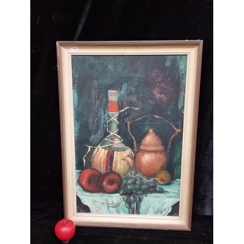 100 - An original oil on canvas painting featuring a still life. Rendered in highly blended brush strokes ... 