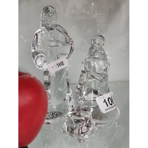 106 - Star Lot ; A lovely Waterford Crystal three piece nativity set. All in good condition with acid mark... 