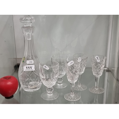 111 - A lot of six Waterford Crystal includes three Shannon Jubilee sherry glasses, two Colleen glasses al... 