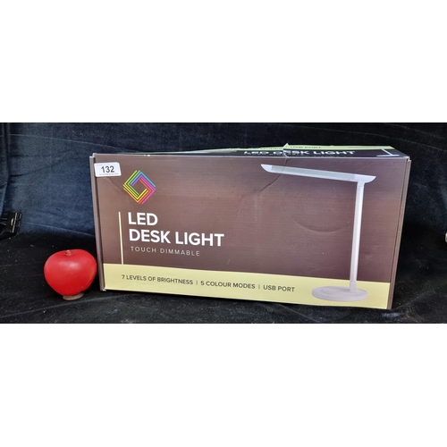 132 - An LED touch dimmable desk light with seven levels of brightness, five colour modes and a USB port. ... 