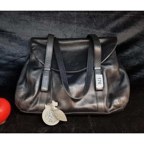 176 - A smart ladies black leather Radley London black handbag. Lovely soft leather with Radley scotty dog... 