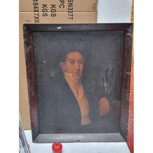 305 - Star lot: A fabulous antique Victorian oil on canvas painting featuring a portrait of a young gentle... 