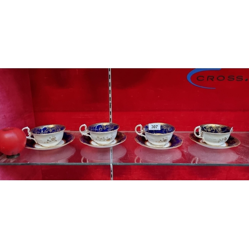 307 - Eight pieces of Aynsley porcelain comprising of four matching cups and saucers.