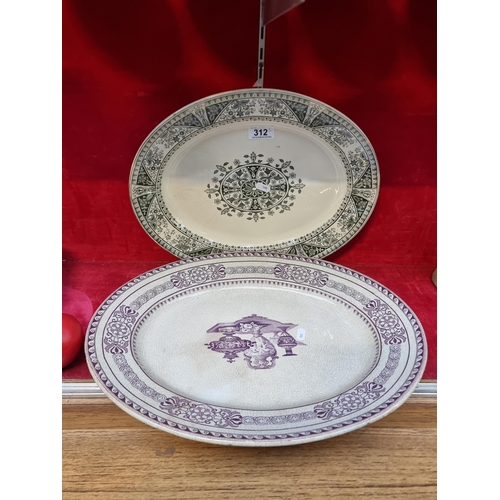 312 - Two large 19th century serving platters including a Wedgwood example.