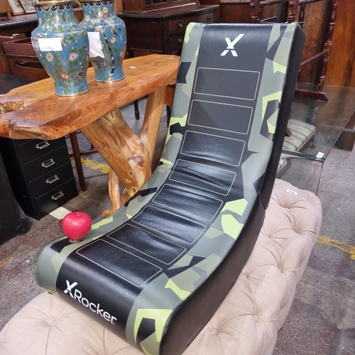 675 - An X-Rocker gaming floor chair / rocking seat for kids in camo green. RRP £65 via laptops direct.