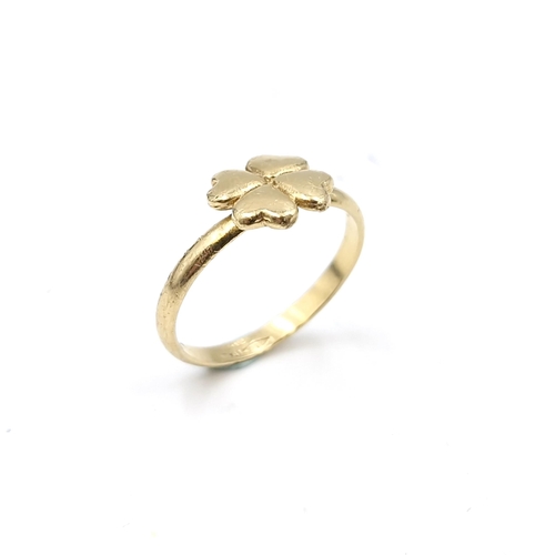 513 - A 18 carat gold heart ring marked 'Italy'. Size - H. Weight - 1.95 grams. Boxed. Small size maybe a ... 