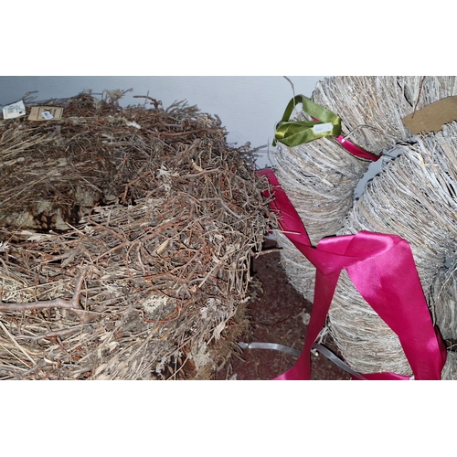 869 - Four natural wreaths, in two pairs, made from twigs and natural fibres, large size