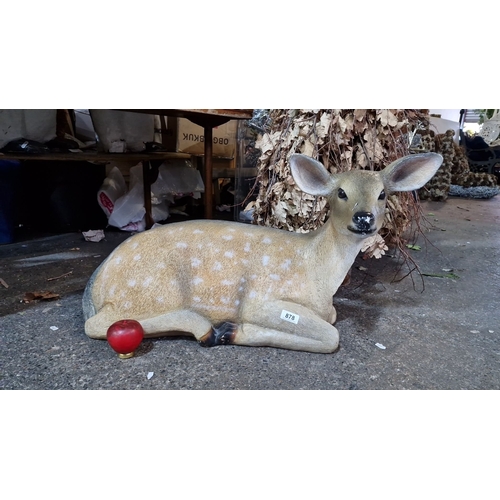 878 - Star lot : A Decorative christmas deer statue, realistic painted detail, with an apple accent. Durab... 