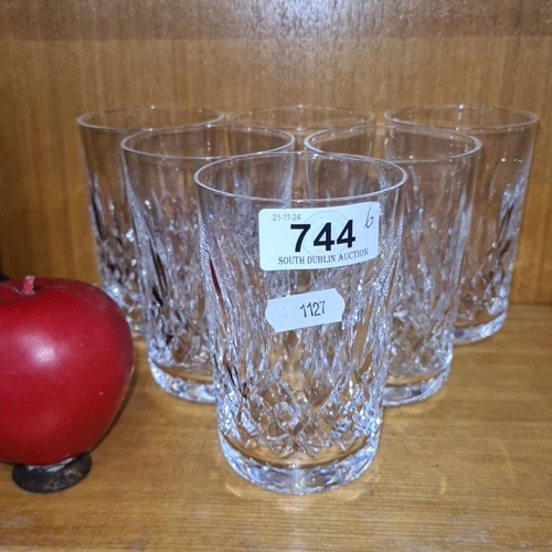 744 - Set of six Waterford crystal whiskey tumblers, featuring classic diamond-cut design. In very good co... 