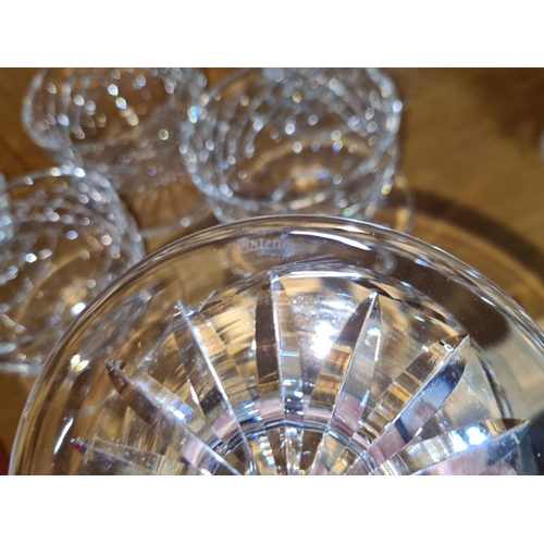 747 - Set of six cut crystal dessert bowls, featuring intricate diamond patterns. Each bowl marked 'Waterf... 