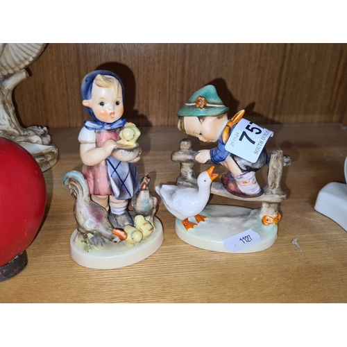 757 - Goebel Germany Hummel figurines set. Depicts children with animals. Porcelain with hand-painted deta... 