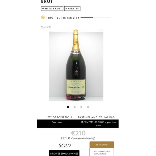 259 - A sealed bottle of Laurent-Perrier Brut L-P Champagne, 750ml 12% vol.One sold at auction in 2018 for... 