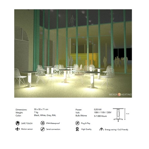 254 - An eco friendly new safe touch table heater . Mensa  