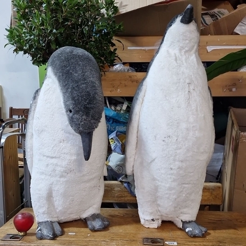 879 - A pair of large christmas handcrafted Penguin sculptures. Made of craft foams with detailed texture.... 