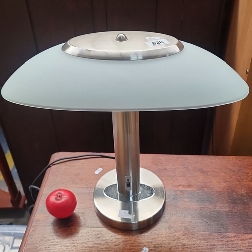 826 - Modern desk lamp by Yongzan Electron, model BT361-SO, features a frosted glass shade and metal base.