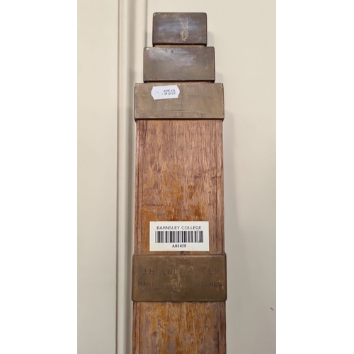 1094 - Antique wooden surveyor's leveling staff with J. Halden & Co. Ltd branding, Manchester. Includes a w... 