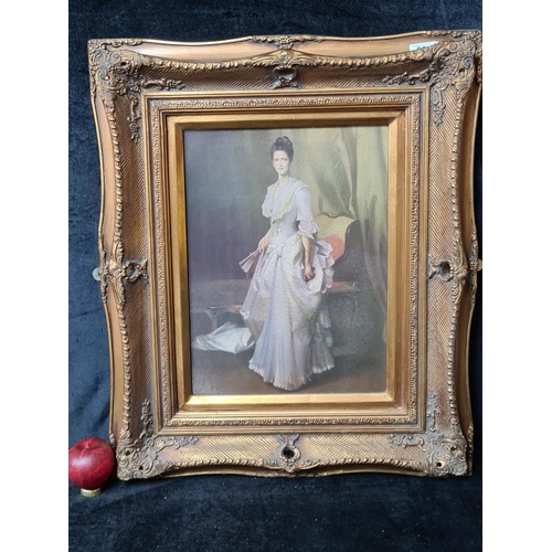 894 - A high quality print of an original R.Wilson oil on board portrait of a 19th century lady in a white... 