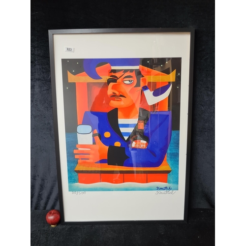 923 - A large quality print after 'Graham Knuttel' titled 'Rum Punch'. Housed in a black frame behind glas... 