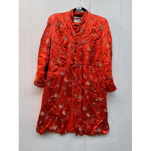 450 - Vintage Peony Brand silk robe from Shanghai, China, featuring intricate floral embroidery and detail... 