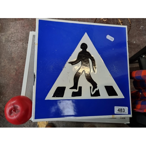 483 - An original vintage thick enamel sign for a Pedestrian crossing.