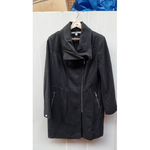 1305 - DKNY black wool coat, size 16, featuring asymmetrical zipper and shawl collar.
Previous in auction o... 