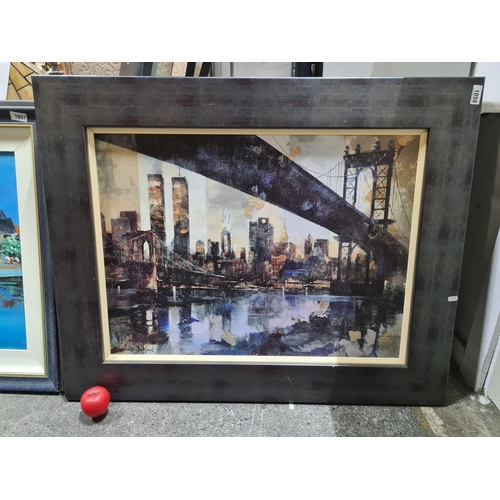 1395 - A quality large heavy print on canvas board titled 'Manhattan Skyline' after 'Marti Bofarull'. House... 