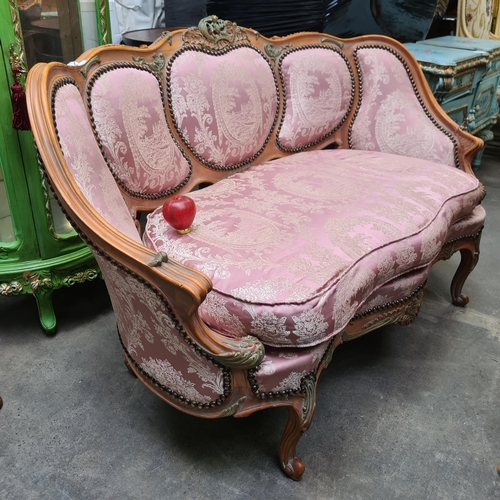 1225 - Super Star Lot : A stunning French Louis XV Style three seater sofa. Upholstered in a lovely metalli... 