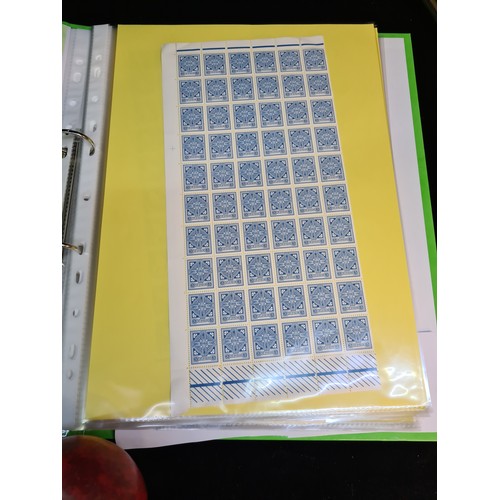 288 - A folder containing Irish mint sheets and blocks, pages of definitives and commemoratives. Catalogue... 