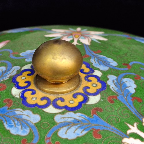 164 - Star Lot : A fabulous large pair of large Chinese Cloisonne lidded bowls sat on hand craved rosewood... 