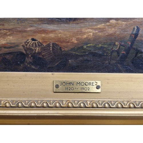 99 - Super Star Lot: John Moore (English, 1820-1902). An antique original John Moore oil on canvas painti... 