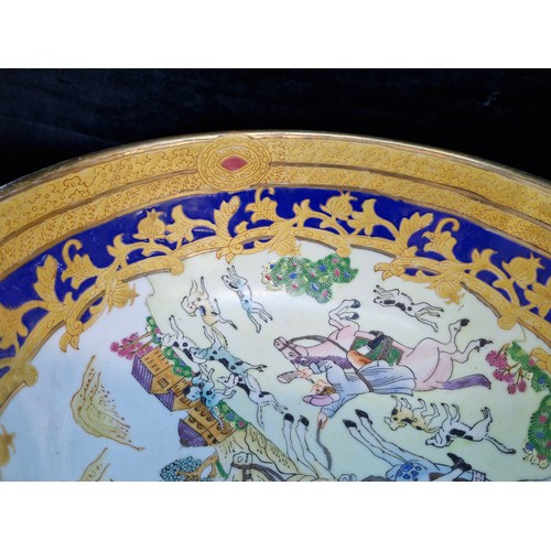 131 - Star Lot : A fabulous large antique Chinese export Famille Rose porcelain punch / serving bowl decor... 