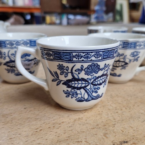 308 - A very large collection of Royal Tudor Blue Onion dinnerware. Made in England by Grindley of Stoke. ... 