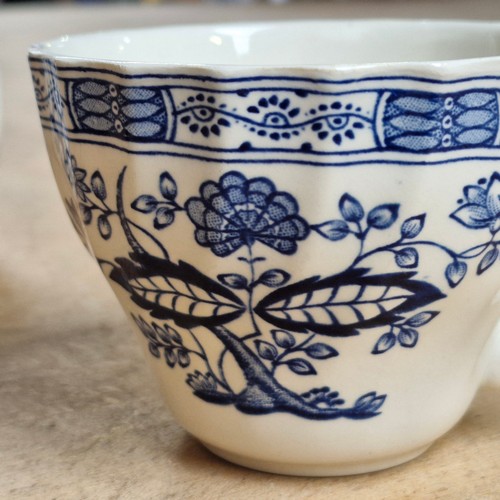 308 - A very large collection of Royal Tudor Blue Onion dinnerware. Made in England by Grindley of Stoke. ... 