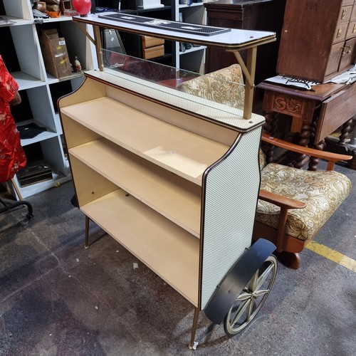 713 - Star Lot: A fun retro vintage home bar / drinks trolley has the front of a Rolls Royce mounted onto ... 