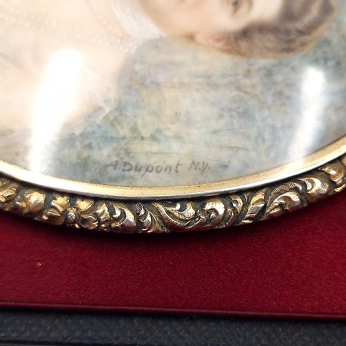 1 - Star Lot : An original beautiful miniature painted in bone By Amie Dupont - A Belgian artist 1842 - ... 