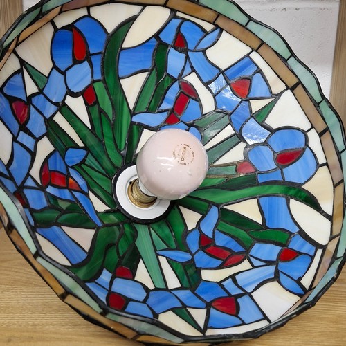 957 - A beautiful mid century Tiffany Style Lampshade. Features floral pattern in red, blue, green and sof... 