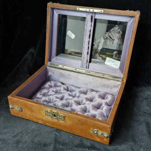 1024 - Star lot :An attractive antique jewellery box. With beautiful padded purple grey silk interior linin... 