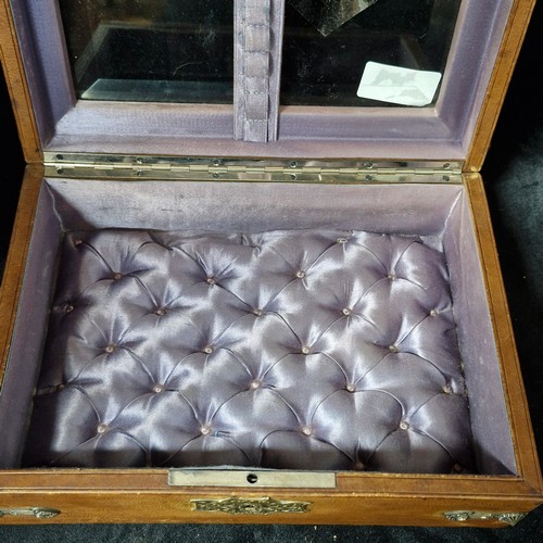 1024 - Star lot :An attractive antique jewellery box. With beautiful padded purple grey silk interior linin... 