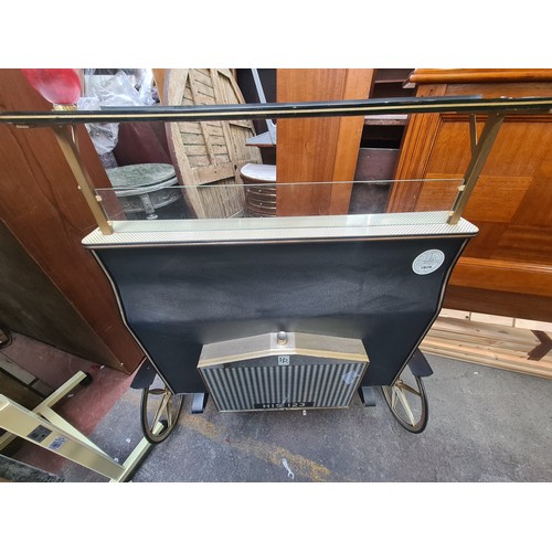 713 - Star Lot: A fun retro vintage home bar / drinks trolley has the front of a Rolls Royce mounted onto ... 