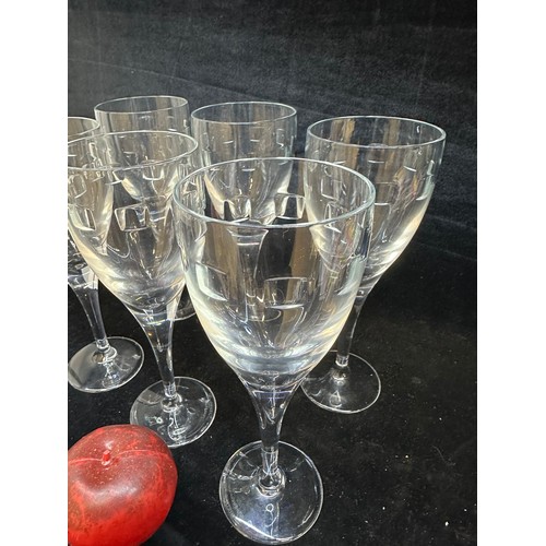 221 - A striking set of six John Rocha for Waterford Crystal tall stemmed wine glasses. All in excellent c... 