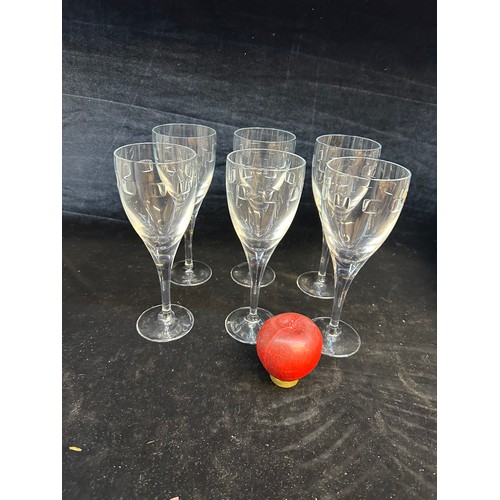 221 - A striking set of six John Rocha for Waterford Crystal tall stemmed wine glasses. All in excellent c... 